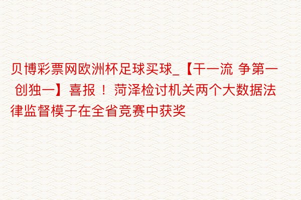 贝博彩票网欧洲杯足球买球_【干一流 争第一 创独一】喜报 ！菏泽检讨机关两个大数据法律监督模子在全省竞赛中获奖