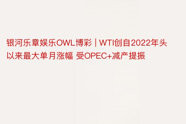 银河乐章娱乐OWL博彩 | WTI创自2022年头以来最大单月涨幅 受OPEC+减产提振